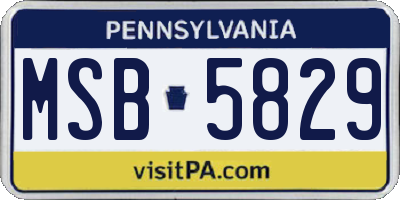 PA license plate MSB5829