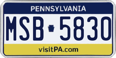 PA license plate MSB5830