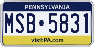 PA license plate MSB5831