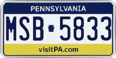 PA license plate MSB5833