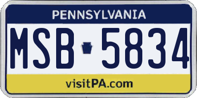 PA license plate MSB5834