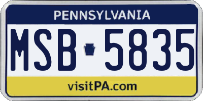 PA license plate MSB5835