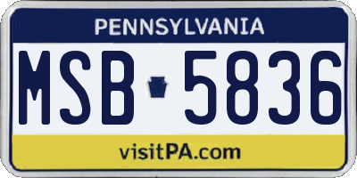 PA license plate MSB5836