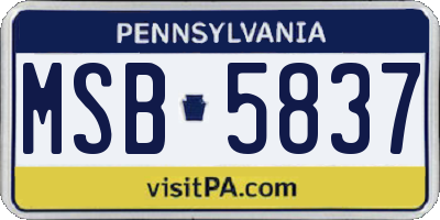 PA license plate MSB5837