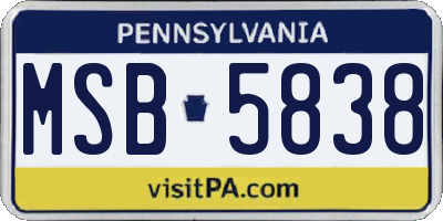 PA license plate MSB5838