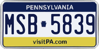 PA license plate MSB5839