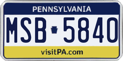 PA license plate MSB5840