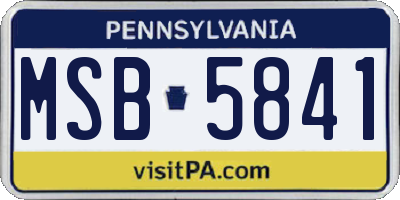 PA license plate MSB5841