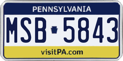 PA license plate MSB5843