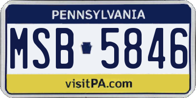PA license plate MSB5846