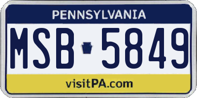 PA license plate MSB5849