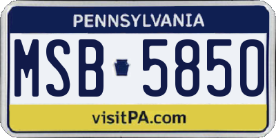 PA license plate MSB5850