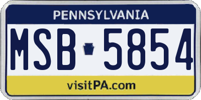 PA license plate MSB5854