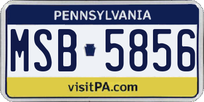 PA license plate MSB5856