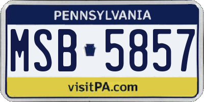 PA license plate MSB5857