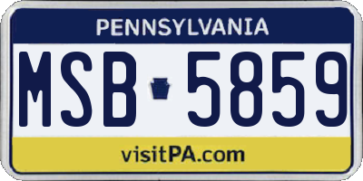 PA license plate MSB5859