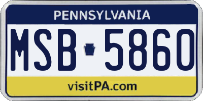 PA license plate MSB5860