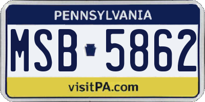 PA license plate MSB5862