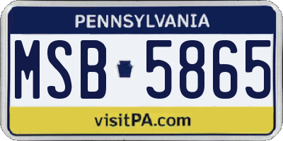 PA license plate MSB5865