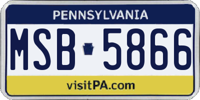 PA license plate MSB5866