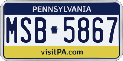 PA license plate MSB5867
