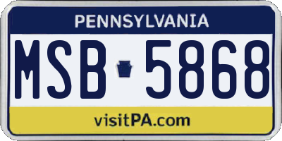 PA license plate MSB5868