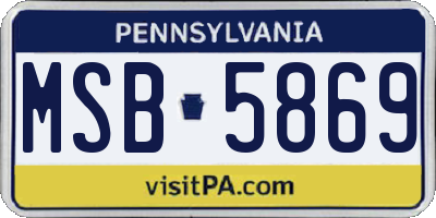 PA license plate MSB5869