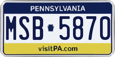 PA license plate MSB5870