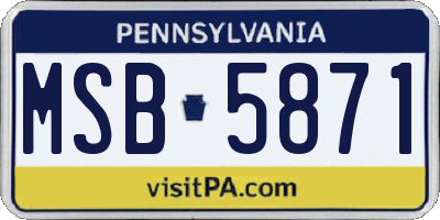 PA license plate MSB5871