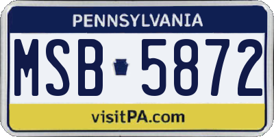 PA license plate MSB5872