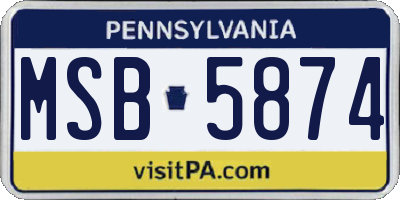 PA license plate MSB5874