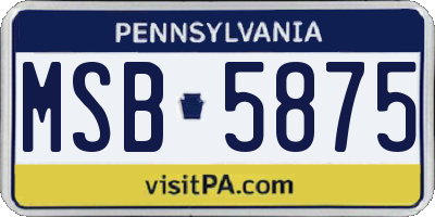 PA license plate MSB5875