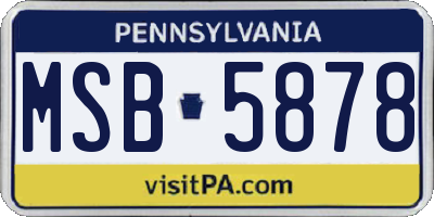 PA license plate MSB5878