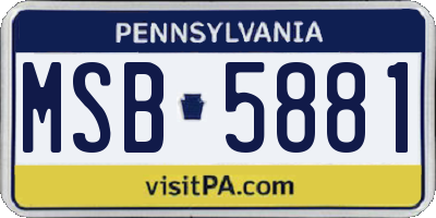 PA license plate MSB5881