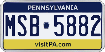 PA license plate MSB5882