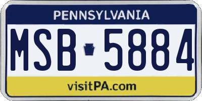 PA license plate MSB5884
