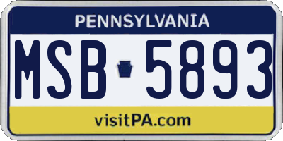 PA license plate MSB5893