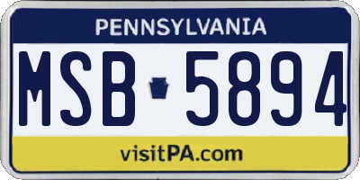 PA license plate MSB5894