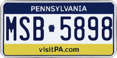 PA license plate MSB5898