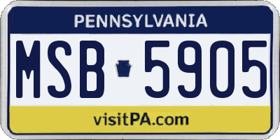 PA license plate MSB5905