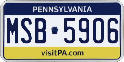 PA license plate MSB5906