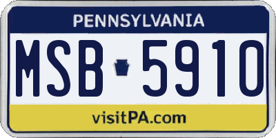 PA license plate MSB5910