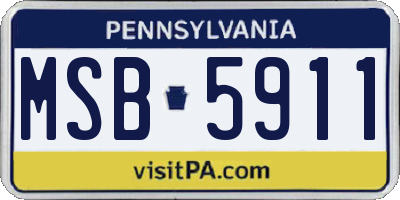 PA license plate MSB5911