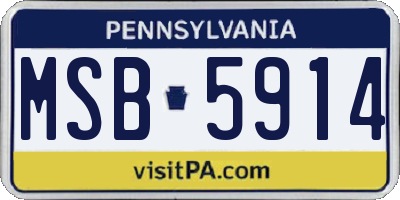 PA license plate MSB5914