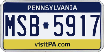 PA license plate MSB5917