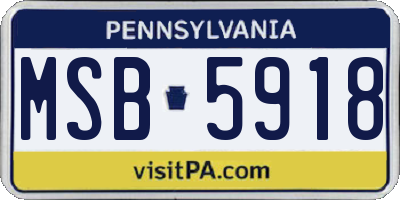 PA license plate MSB5918