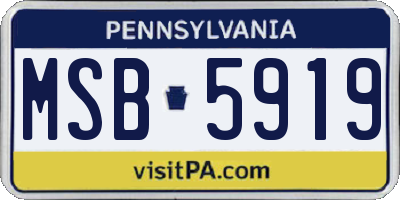 PA license plate MSB5919