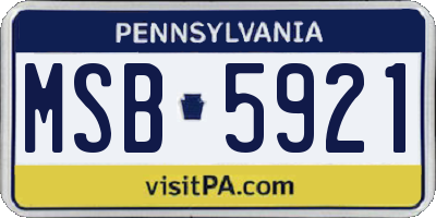 PA license plate MSB5921
