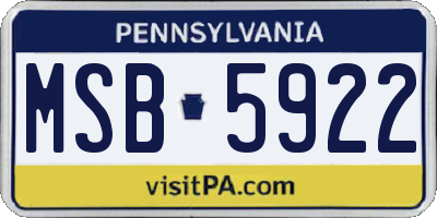 PA license plate MSB5922
