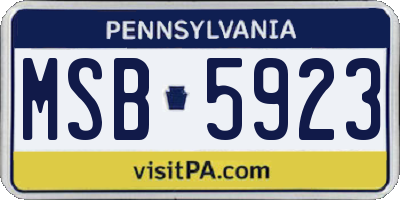 PA license plate MSB5923